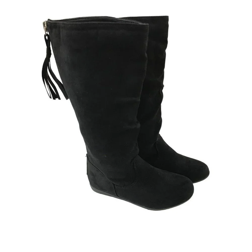 12M Girls Youth Sonoma Microfiber Black Back Zip Boots‎